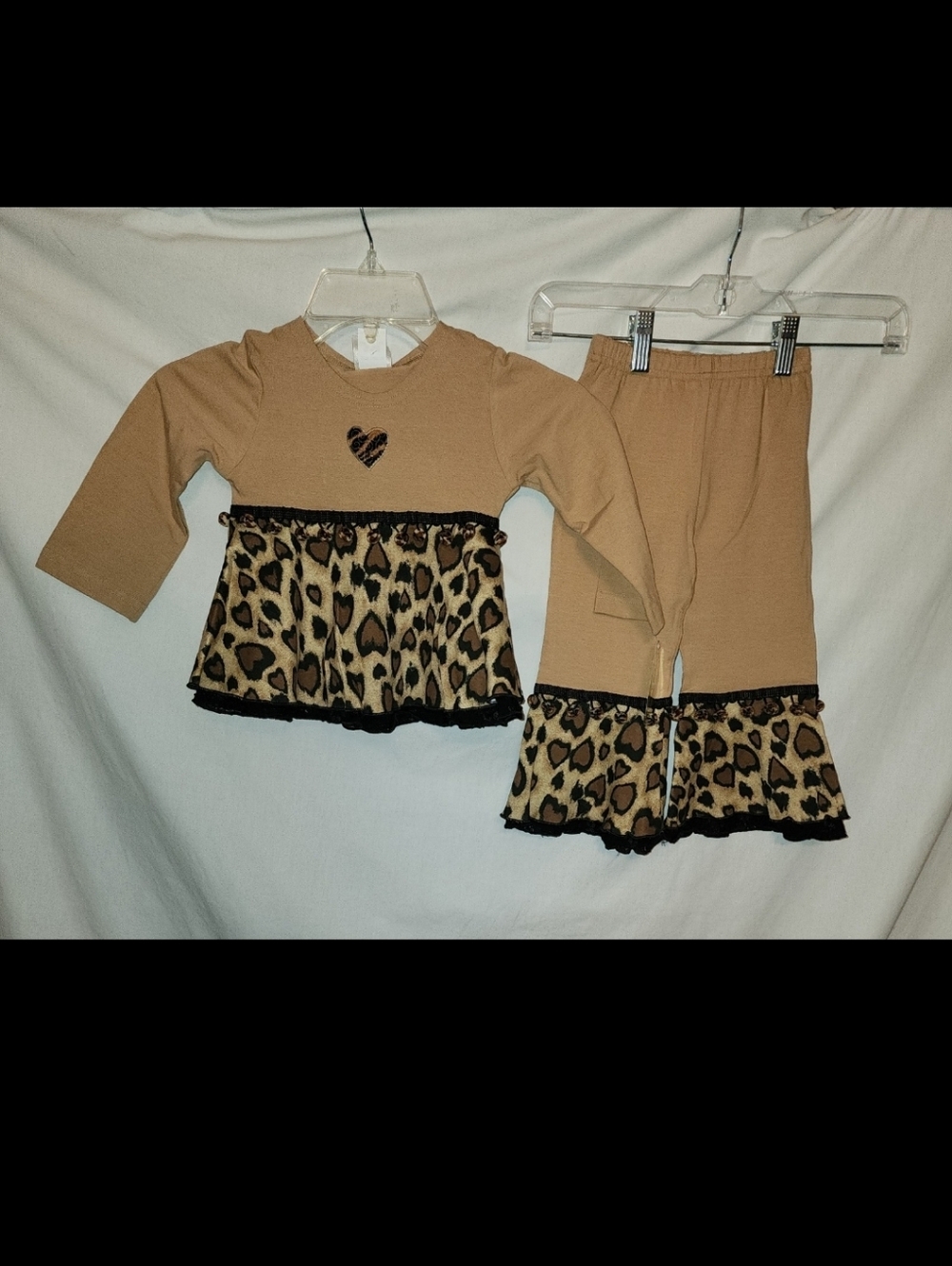 Queen Christine girls size 24 month tan animal print 2pc outfit boutique